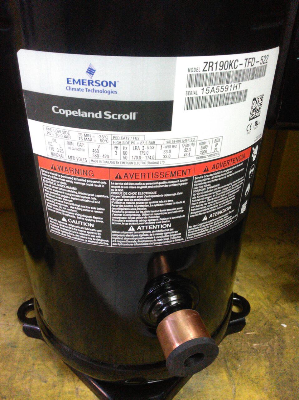 Copeland ZR190kctfd522 15pk kompresor copeland 15pk zr190kctfd522